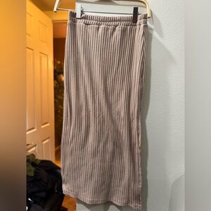 Princess Polly Taupe Ribbed Pencil Skirt